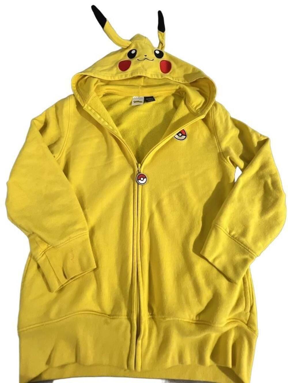 Pokémon Pikachu Zip-Up Hoodie with 3D Ears and Poké Ball Zipper Youth Size Large
